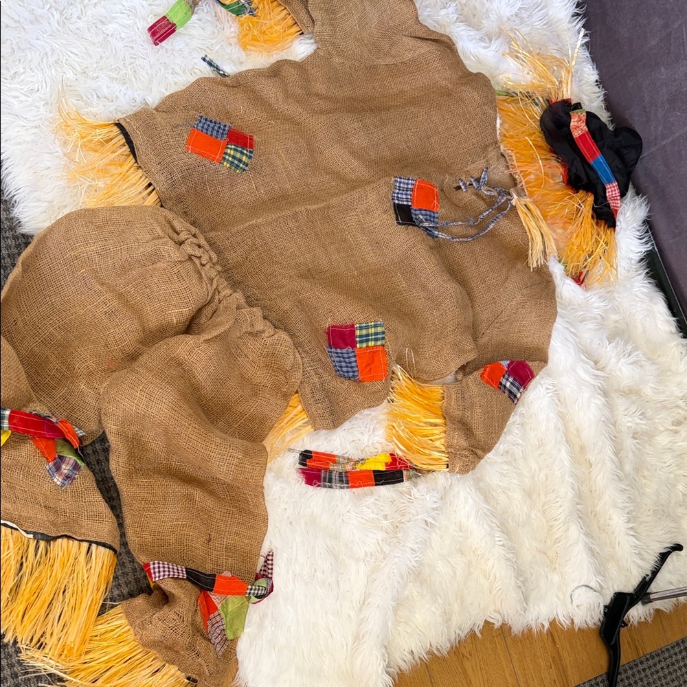 Scare crow Patchwork Burlap Costume with Fringe Halloween